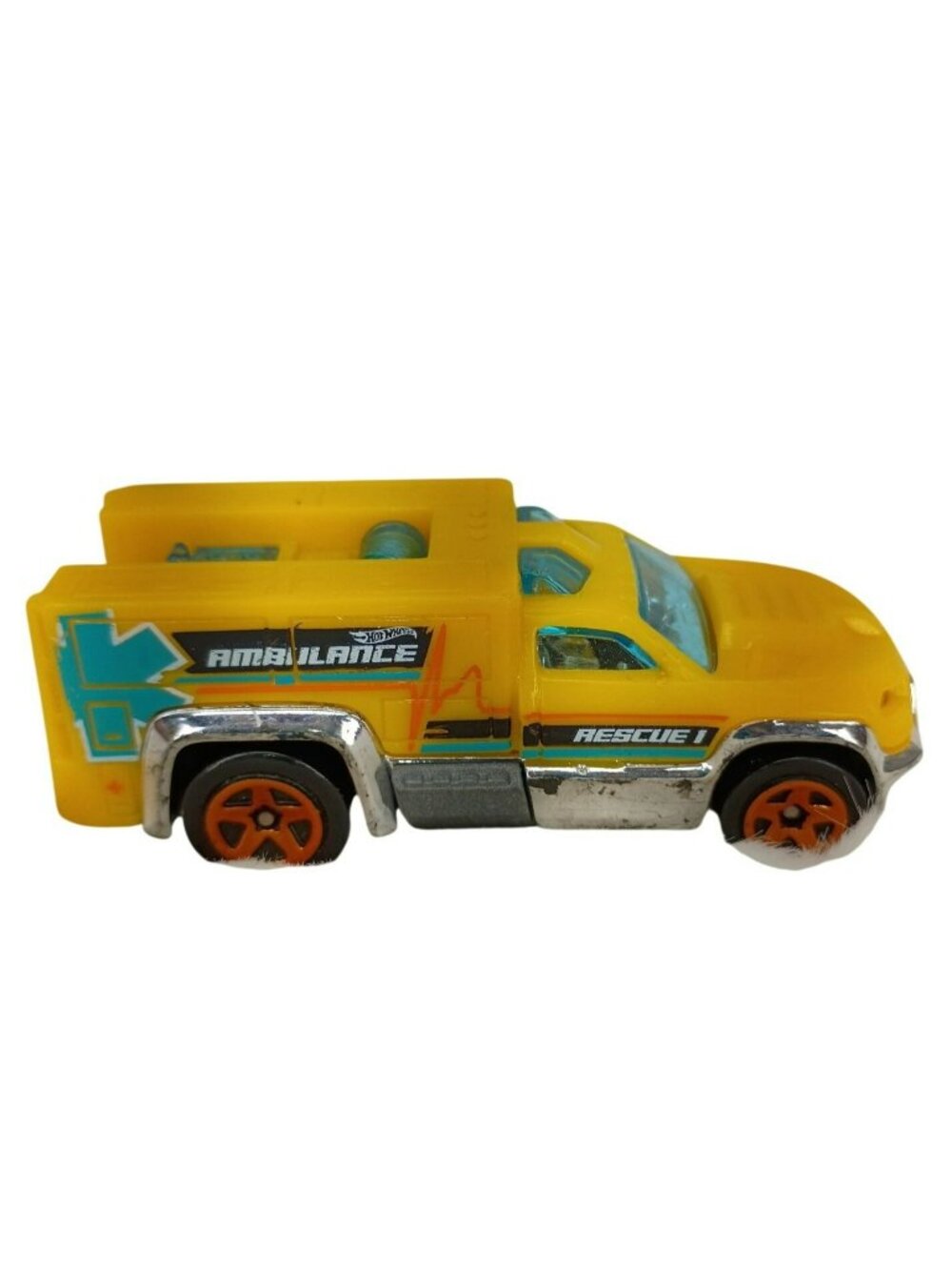 Hot Wheels Rescue Duty Ambulance Toy Car Yellow & Orange 2012‎ Mattel Indonesia